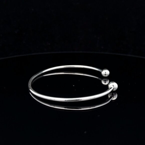 925 Sterling Silver Cuff Bangle Bracelet Size 6.25 inches Screw Ball Ends - Picture 3 of 8